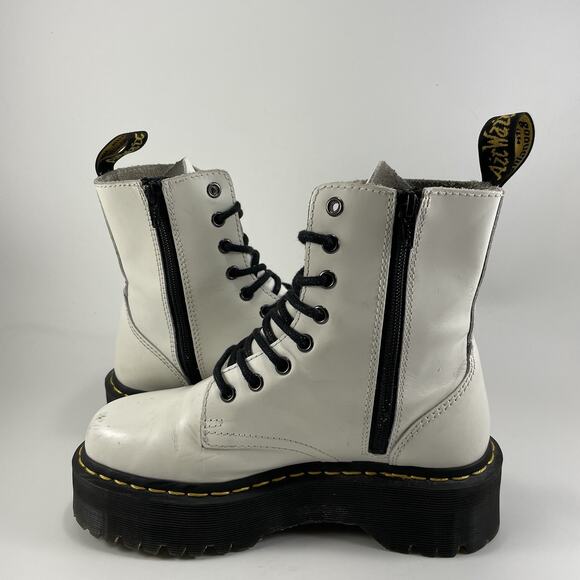 Dr Martens Doc Jadon Platform Quad Boots Womens Size 6 White Leather 8-Eye - Picture 6 of 11
